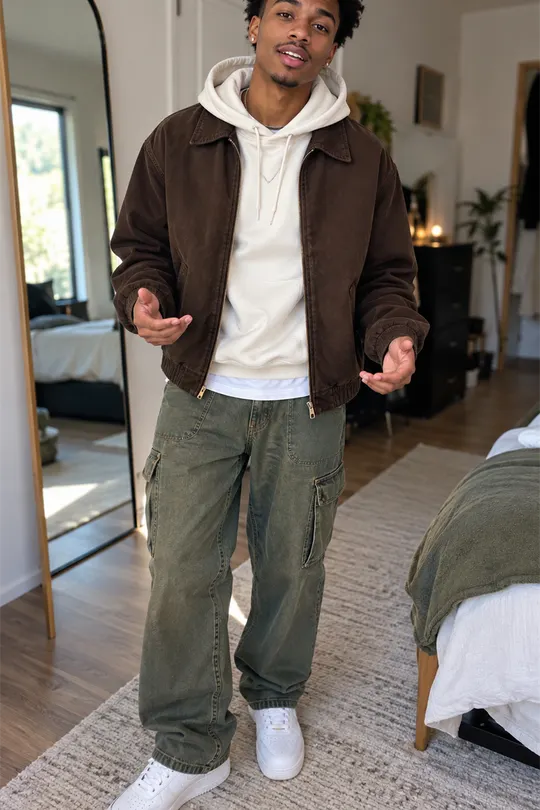 A fashion creator filming an outfit video for Shino to edit